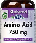 Bluebonnet Nutrition Amino Acid 750Mg High Potency For Muscle Health Soy Gluten Nongmo Kosher Dairy White 60 Vegetable Capsules 15 Servings