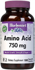 Bluebonnet Nutrition Amino Acid 750Mg High Potency For Muscle Health Soy Gluten Nongmo Kosher Dairy White 60 Vegetable Capsules 15 Servings