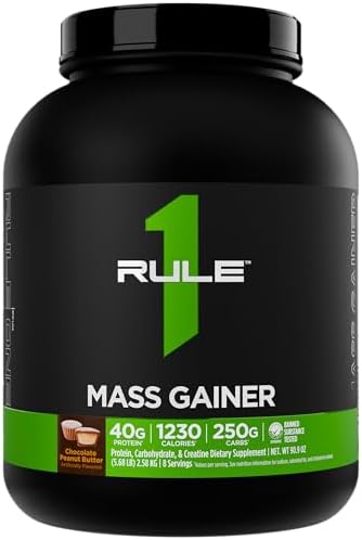 Rule 1 Proteins Rule1 Mass Gainer Highcalorie Weight Gain Formula With 1220+ Calories 250G+ Complex Carb Blend 40G Allwhey Protein Per Serving (8 Servings Chocolate Fudge)