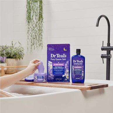Dr Teal'S Foaming Bath With Pure Epsom SaltSleep Blend With MelatoninLavender & Chamomile Essential Oils34 Fl Oz (Pack Of 4)