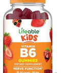 Lifeable Vitamin B6 Gummies For Kids Great Tasting B6 Vitamins 50Mg Vegan Nongmo Gluten For Nerve Function Support 60 Gummies (Pack Of 2)