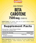 Sundance Beta Carotene 7500Mcg 60 Softgels Provitamin A High Potency Formula Nongmo And Gluten Supplement