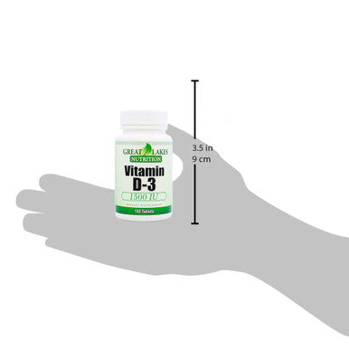 Great Lakes Nutrition Vitamin D3 Vegan Vitamin D Supplement for Men & Women 1500IU 100 Tablets