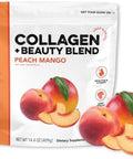 Clean Simple Eats Collagen Powder + Beauty Blend Peach Mango 11G Hydrolyzed Collagen Peptides From Grass Fed Bovine & Chicken Hyaluronic Acid For Hair Skin Nail & Joint Support 30 Servings