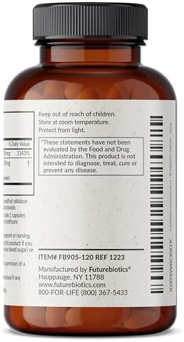 Futurebiotics Cinnamon Plus Chromium Picolinate Supplement High Potency Chromium Nongmo 120 Vegetarian Capsules