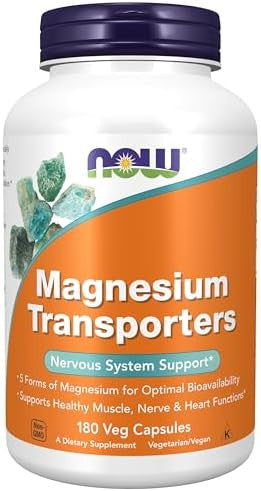 Now Foods Supplements Magnesium Transporters With 5 Forms Of Magnesium For Optimal Bioavailability 180 Veg Capsules