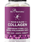 Eu Natural Move & Glow Collagen Pills For Women & Men ÃƒÂ¢Ã¢â€šÂ¬Ã¢â‚¬Å“ Vegetarian Multi-Collagen (Type I-V-X) With 9 Plant-Based Superfoods For Skin Health & Joint Support ÃƒÂ¢Ã¢â€šÂ¬Ã¢â‚¬Å“ Biotin, Vitamin C, Vitamin E, 60 Vegetarian Capsules