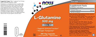 Now Foods Supplements Lglutamine 500 Mg Nitrogen Transporter Amino Acid 120 Veg Capsules