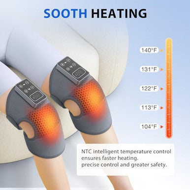 Knonnetd Cordless Knee Massager With Heat Vibration For Pain Relief Electric Heated Knee Brace With 5 Heat Levels And 3 Massage Mode s For Men Women