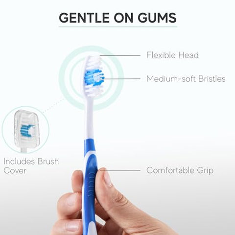 Avistar Dental Hygiene Essentials Pack - 104 Medium-Soft Bulk Toothbrushes With Cover Caps & 450 Travel Floss Picks - 4 Colors - Individually Wrapped Convenient Oral Hygiene Kit