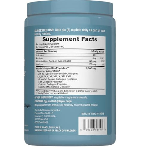Neocell Multi Collagen Peptides Pills 360 Caplets Superior Absorption Types I Ii Iii Iv Viii X Xii Xxii For Women And Men