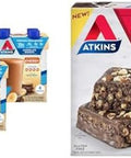 Atkins Chocolate Banana Protein Shake 15G Protein 12 Count & Double Fudge Brownie Protein Meal Bar 15G Protein Keto Friendly