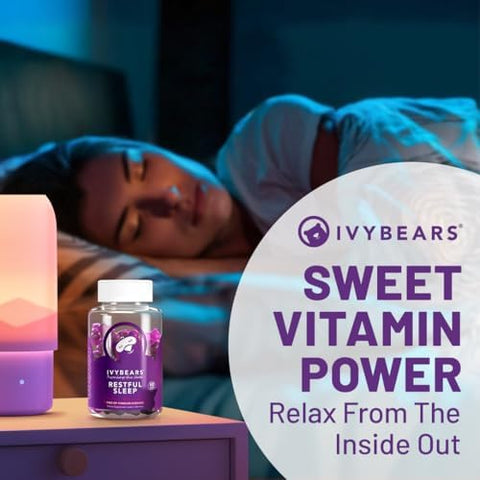 Ivybears Fast Acting Melatonin Gummies - 5 Mg Melatonin - 100% Natural Flavor - With Lactium L-Theanine & Lemon Balm - With Ai Sleep Assistant - Natural Sleep Support - Vegan - 60 Pieces = 30 Days Supply