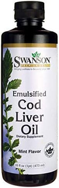 Swanson Emulsified Cod Liver Oil (Mint) 16 fl Ounce (1 pt) (473 ml) Liquid