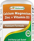 Best Naturals Calcium Magnesium Zinc With Vitamin D3, 300 Tablets - Calcium 1000 Mg, Magnesium 400 Mg, Zinc 25 Mg & D3 600 Iu Per Serving (3 Tablets)