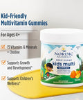 Nordic Naturals Zero Sugar Kids Multi Gummies Orange Lemon - 120 Gummies - Great-Tasting Multivitamin For Ages 4 - Supports Growth & Development - Non-Gmo Vegetarian 30 Servings
