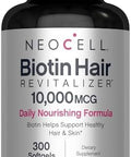 Neocell Biotin Hair Revitalizer 10000Mcg 300 Softgels Daily Nourishing Formula For Women And Men Hair Skin And Nails Supplement