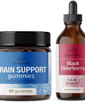 Herbamama Brain Support & Elderberry Extract Kit - Bundle Of Brain Support Gummies & Black Elderberry Tincture 4 Fl Oz - Vegan Non-Gmo Alcohol- - 2 Pack