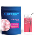 Blueprint Bryan Johnson Longevity Mix Muscle Builder & Recovery Supplement Promotes Focus and Balanced Mood Magnesium Creatine L Theanine Glutathione & Vitamin C 30 Servings Blood Orange