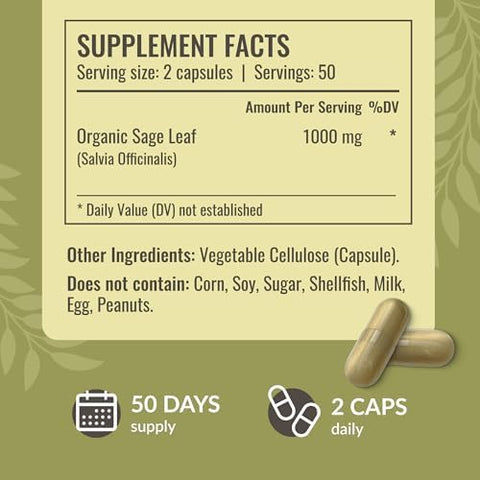Herbamama Sage And Turmeric Kit - Bundle Of 1000 Mg Sage Leaf & Turmeric Curcumin Capsules - Vegan Non-Gmo Gelatin- - 2 Pack