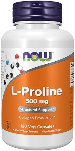 Now Foods Supplements Lproline 500 Mg Collagen Production Structural Support 120 Veg Capsules