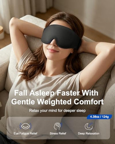 Focbeo Weighted Eye Mask For Sleeping - 100% Blackout Sleep Mask For Women & Men 3D Contoured Eye Mask For Lash Extensions Zero Eye Pressure Memory Foam Adjustable Strap For Airplane Travel & Meditation