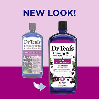 Dr Teal'S Foaming Bath With Pure Epsom Salt Black Elderberry With Vitamin D 34 Fl Oz (Pack Of 4) (Packaging May Vary) & Pure Epsom Salt Soak Soothe & Comfort With Oat Milk & Argan Oil 3 Lbs