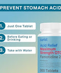 Curist Famotidine 20Mg Bulk Pack (300 Count Tablets) Acid Reflux Medicine For Heartburn Relief Otc Maximum Strength Stomach Acid Reducer Anti Acid Relief Tablets For Indigestion Heartburn Relief