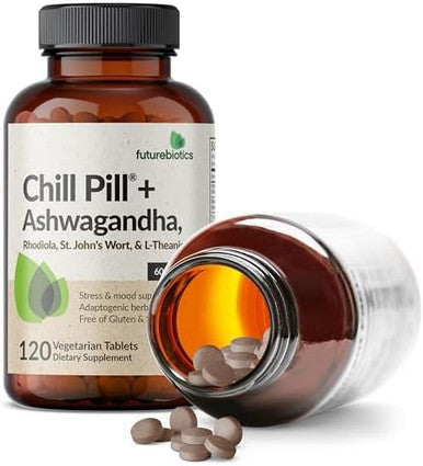 Futurebiotics Chill Pill + Ashwagandha Rhodiola St. John'S Wort & Ltheanine Nongmo 120 Vegetarian Tablets