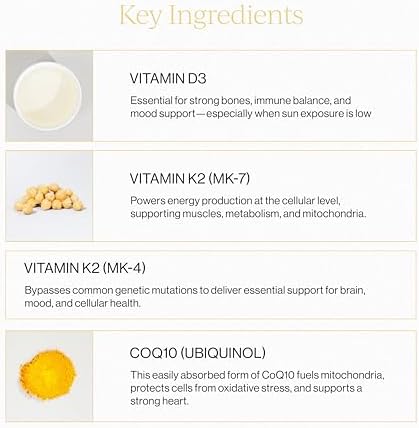 CYMBIOTIKA Liposomal Vitamin D3 + K2 + CoQ10 Liquid Supplement Enhanced Absorption Joint + Bone Health Immune Support Heart Health Gluten Free Soy Free PlantBased 28 5 mL Packets