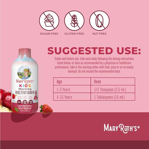 Maryruth'S Liquid Morning Multivitamin For Kids Kids Multivitamin Immune Support Supplement Vitamin C Vitamin D Essential Nutrients Vegan 30-180 Servings 15.22 Fl Oz
