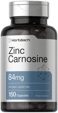 Horbaach Zinc Carnosine Supplement 84mg per Capsule 150 Count NonGMO and Gluten Free