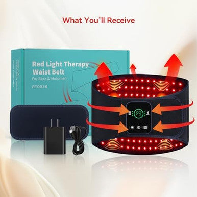 Evateale Red Light Therapy Belt For Body Cordless Infrared Therapy Belt For Back/Abdomen Waist Wrap With Pulse/Vibration Massage & Timer Pain Relief Muscle Relaxation & Circulation Boost For Parents