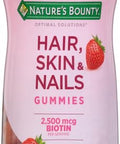 Nature'S Bounty Optimal Solutions HairSkin & Nails Vitamin Gummies With Biotin2500 McgStrawberry80 Count (Pack Of 3)
