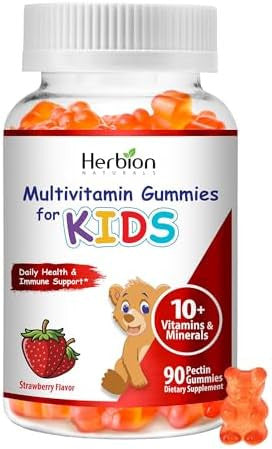 Herbion Naturals Multivitamin Gummies For Kidsimmune Support With Vitamin C D3 B12 A E & Zincstrawberry Flavorgluten Vegan Chewable Gummy Vitamins90 Ct