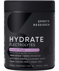 Sports Research Hydrate Electrolytes Powder - Sugar-Free & Naturally Flavored With Vitamins Minerals And Coconut Water - Supports Hydration - Passion Fruit & Cherry Pomegranate