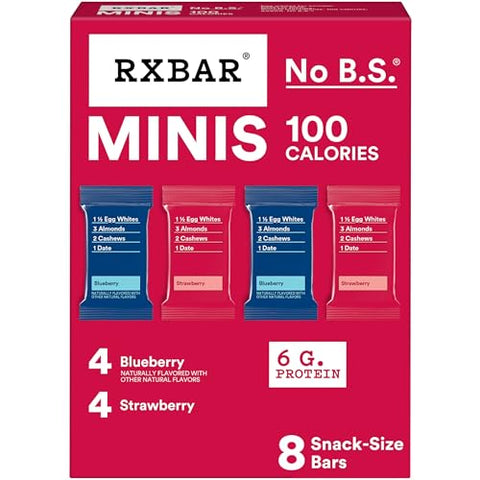 RXBAR Minis Protein Bars, Protein Snack Bars, Variety Pack, 7.3oz Box (8 Bars)