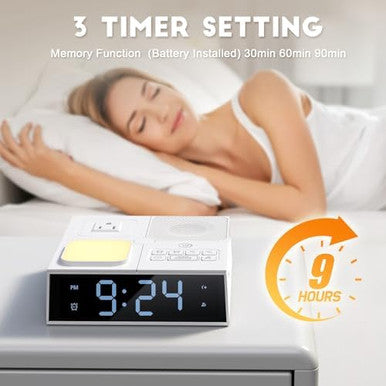 Gannyfer White Noise Sound Machine With Dual Alarm Clock - Soft Night Light 41 Non Looping Sounds Usb Port Charger 3 Timers Memory Function 31 Adjustable Volume Sleep Sound Machine For Adult & Home Bedroom