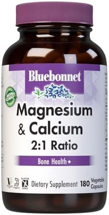 Bluebonnet Nutrition Calcium & Magnesium Bone Health Nongmo Vegan Kosher Gluten Soy 90 Vegetable Capsules 30 Servings
