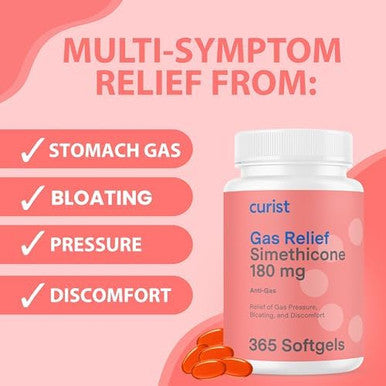 Curist Gas Relief Simethicone 180 Mg Softgels (365 Count) Digestive Relief Bloating Relief & Anti Flatulence Gas Pills For Adults Aids Bloating Relief (365 Softgels)