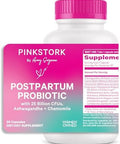 Pink Stork Probiotics For Postnatal Women 30 Billion Cfus With Ashwagandha And Chamomile Postpartum Essentials For Hormone Balance Mood Support Gut Health Digestive Wellness 30 Capsules