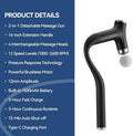Bozkoon 2-In-1 Detachable Massage Gun Deep Tissue Ergonomic Extension Handle Back Massager For Hard-To-Reach Areas 12-Speed Percussion Muscle Massager For Shoulder Waist Thigh Legs