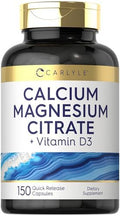 Carlyle Calcium Magnesium Citrate With Vitamin D3 150 Capsules Non-Gmo & Gluten Supplement