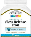 21St Century Slow-Release Iron Supplement, 60 Count, High Potency Iron Tablets With 142 Mg Ferrous Sulfate, Gluten Iron Supplement For Women & Men, With No Added Yeast Or Artificial Flavors