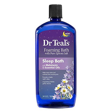 Dr Teals Melatonin Sleep Bath Set (Foaming Bath (34 Oz) Body Lotion (8 Oz) & Sleep Spray (6Oz) Stress Relief Lavender & Melatonin Promotes Better Sleep At Home Spa Kit Relax Before Bed