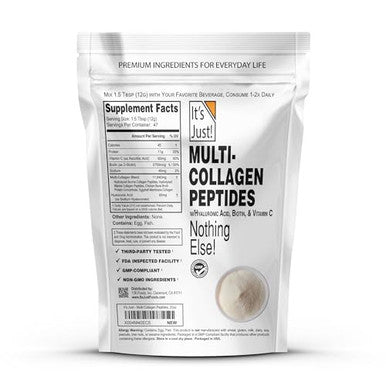 It'S Just - Multi Collagen Peptides (Types I Ii Iii V X) W/Vitamin C Biotin Hyaluronic Acid No Added Flavor Tested For Heavy Metals Gluten Free Non-Gmo Unflavored / 20Oz