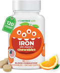 Vitaworks Kids Iron 10Mg With Vitamin C 50Mg Chewable Tablets Tasty Natural Flavored Vegan Vegetarian Gmo Nut Dietary Iron Supplement Blood Formation For Children 120 Chewables