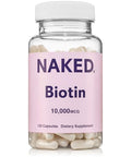 NAKED Biotin 10000mcg Max Strength Vitamin B7 Supplement for Healthy Hair Skin and Nails Support NonGMO GlutenFree Vegan Supports Keratin Production 120 Capsules