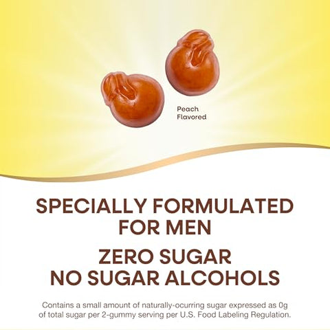 Nature'S Way Alive Zero Sugar Men'S Gummy Multivitamins Energy Metabolism Muscle Function B-Vitamins No Sugar Alcohols Plant-Based Sweeteners Peach Flavored 80 Gummies