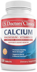 U.S. Doctors' Clinical 1200Mg Calcium Citrate & Calcium Carbonate Supplement W/Vitamin D3 & Magnesium - Support For Bone Strength, Muscles & Nerves - Vegan, Non-Gmo - 60 Tablets[1-Month Supply]